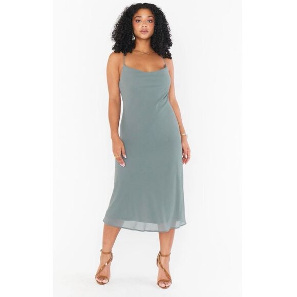 Show Me Your Mumu Verona Cowl Neck Slip Dress Deep Sage Size S - Picture 1 of 12